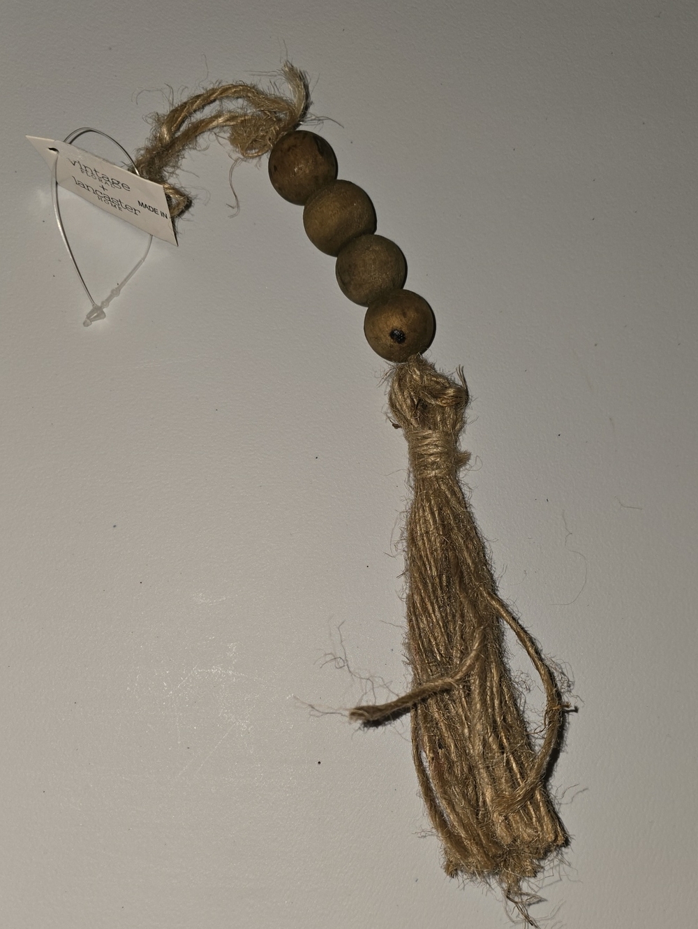 Natural Brown Wood Bead With Jute Tassel
